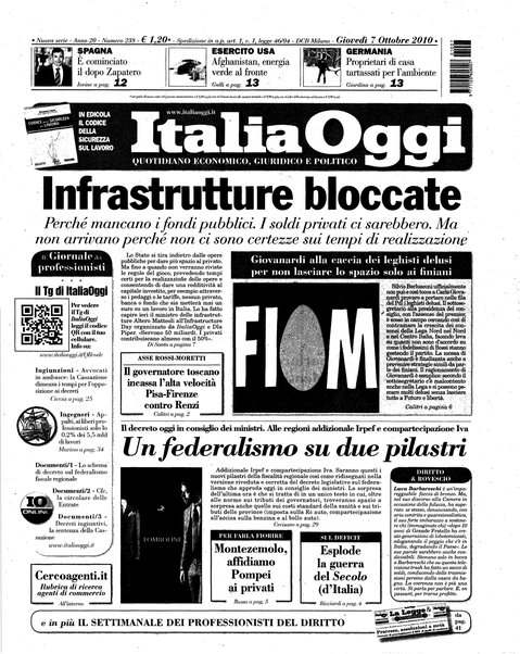 Italia oggi : quotidiano di economia finanza e politica